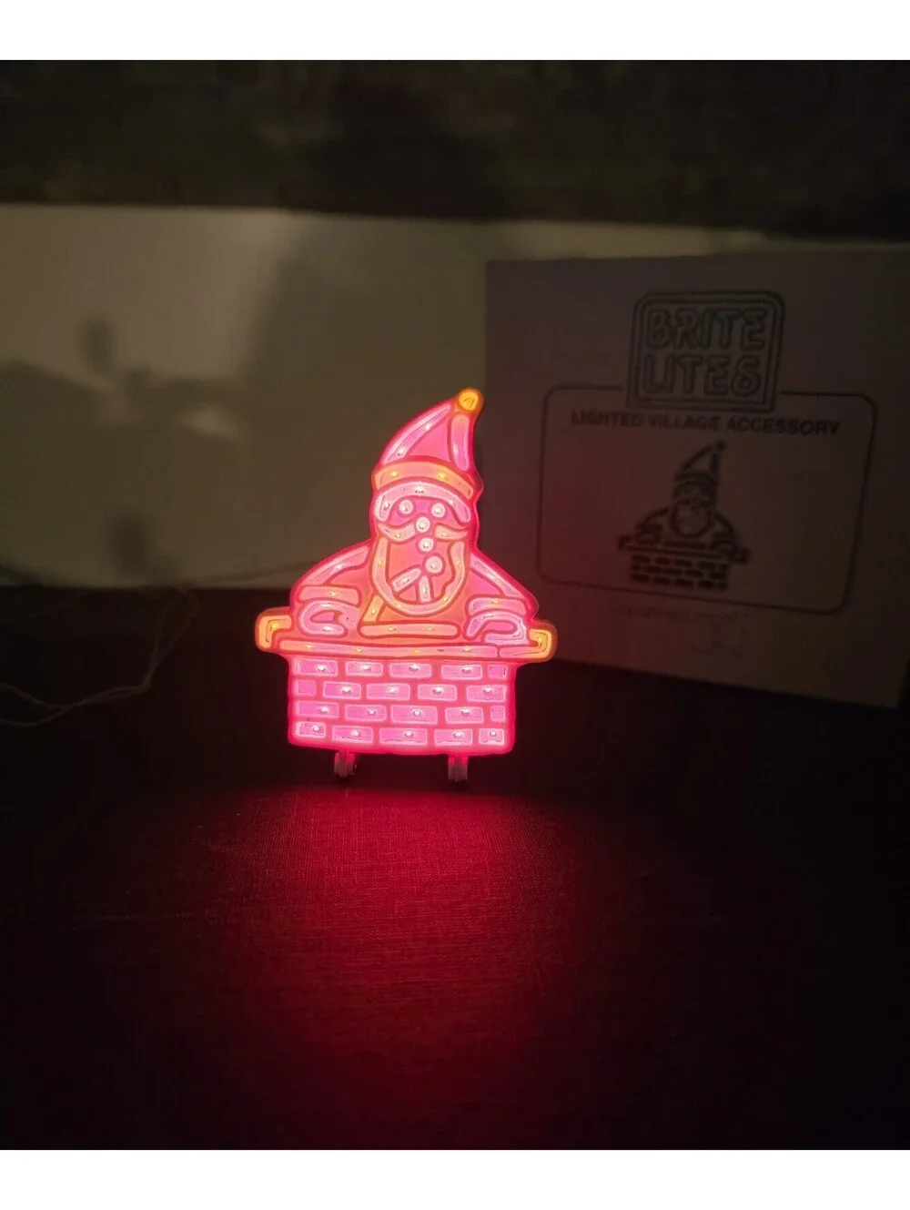 Department 56, BRITE LITES SANTA IN CHIMNEY #52673 LIGHTED VILLAGE ACCESSORY